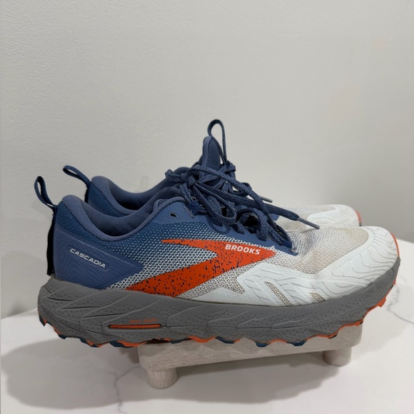 Brooks Men’s Size 9 Cascadia 17 Trail Running Shoe - Blue/Navy/Firecracker - Picture 7 of 11